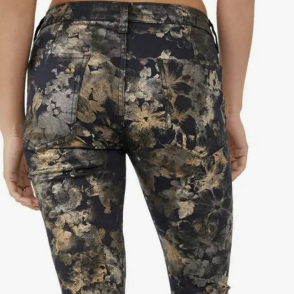 Free People retro Boho Inferno  (Floral Metallic) Flare  / Bell Bottom Jeans - Picture 2 of 16